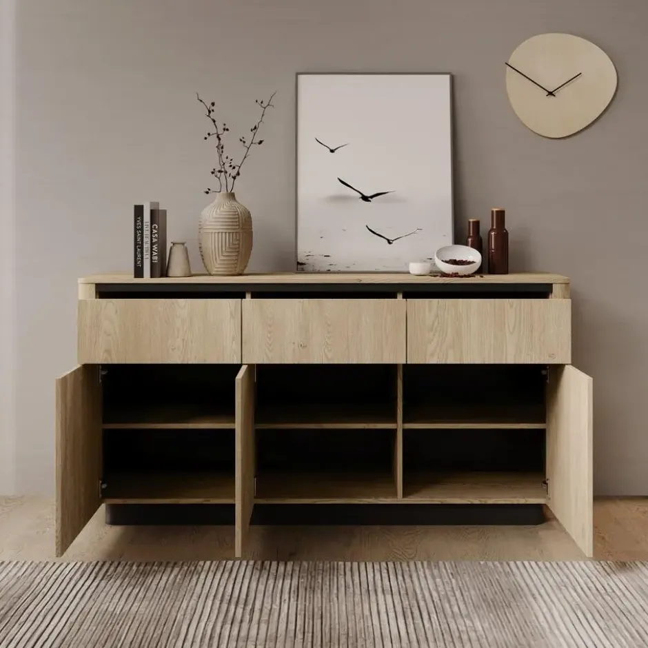 Meubella - Taywan - Dressoir - Eiken - 163x38x83 cm