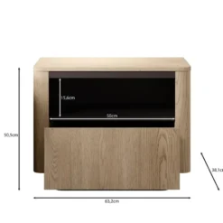 Meubella - Taywan - Nachtkastje - Eiken - 63 cm