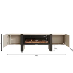 Meubella - Torevia - TV-Meubel met sfeerhaard - Beige - 200x41x58 cm