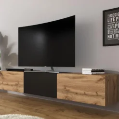 Meubella - TV-Meubel Bonzo - Eiken - Zwart - 180 cm