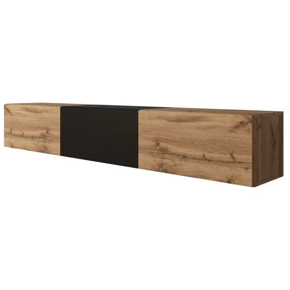 Meubella - TV-Meubel Bonzo - Eiken - Zwart - 180 cm