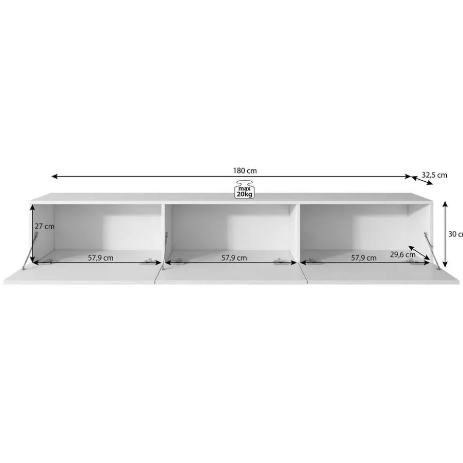 Meubella - TV-Meubel Bonzo - Eiken - Zwart - 180 cm
