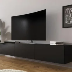 Meubella - TV-Meubel Bonzo - Mat Zwart - 180 cm