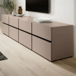 Meubella - TV-Meubel Cainan - Beige - Zwart - 225 cm