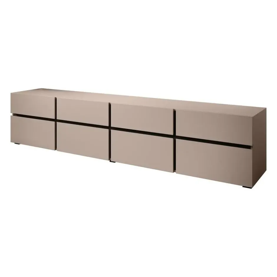 Meubella - TV-Meubel Cainan - Beige - Zwart - 225 cm