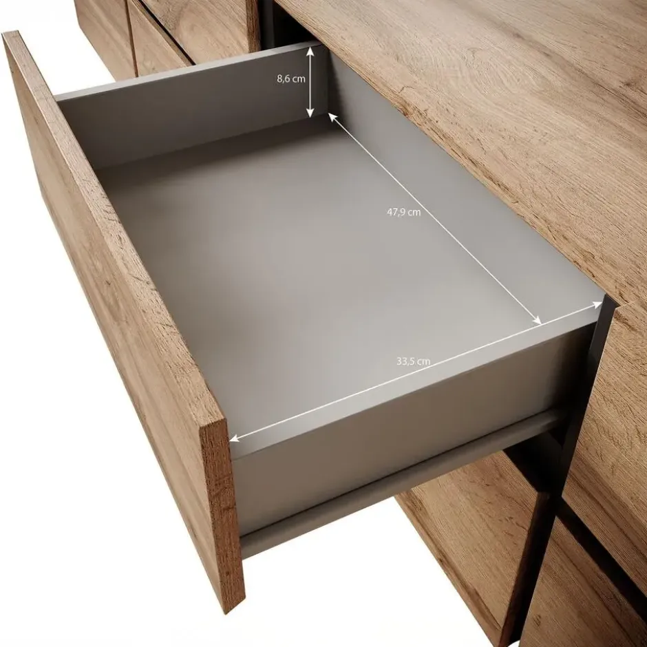 Meubella - TV-Meubel Cainan - Beige - Zwart - 225 cm