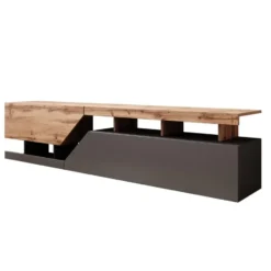 Meubella - TV-Meubel Canberra - Eiken - Antraciet - 200 cm