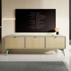 Meubella - TV-Meubel Essence - Groen - Licht eiken - 158 cm