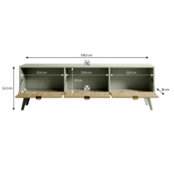 Meubella - TV-Meubel Essence - Groen - Licht eiken - 158 cm