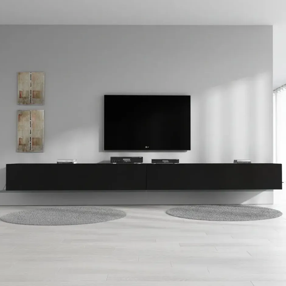 Meubella - TV-Meubel Flame - Mat Zwart - 320 cm