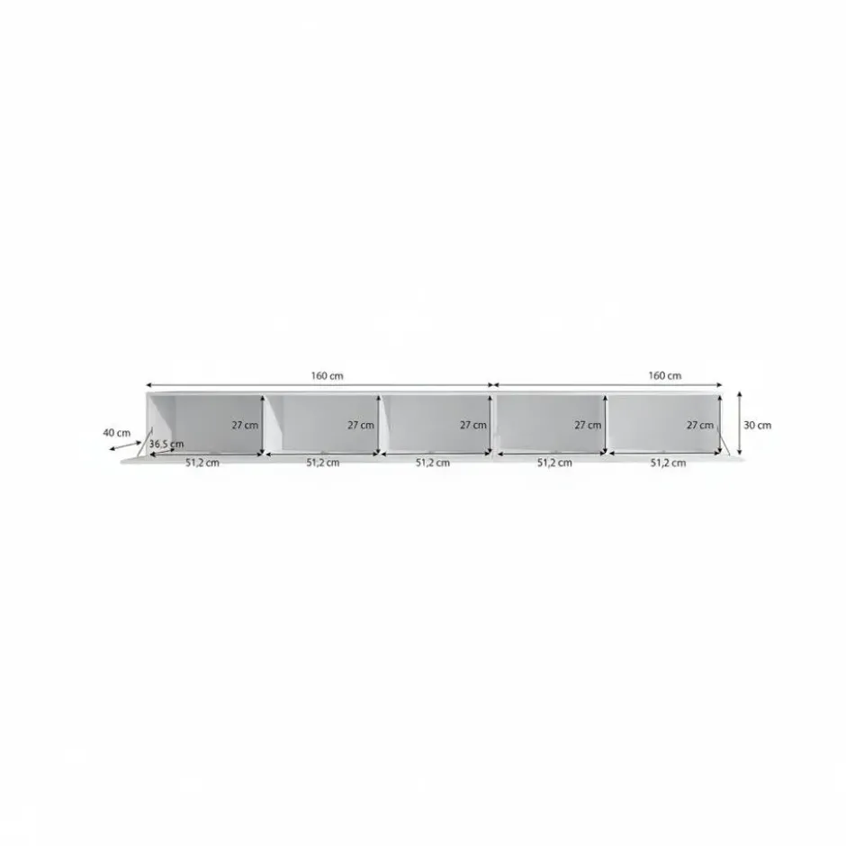 Meubella - TV-Meubel Flame - Mat Zwart - 320 cm