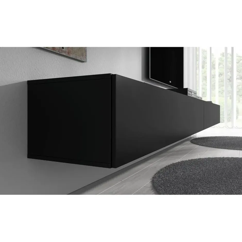 Meubella - TV-Meubel Flame - Mat Zwart - 320 cm