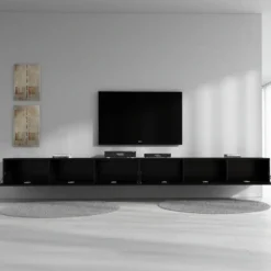 Meubella - TV-Meubel Flame - Mat Zwart - 320 cm