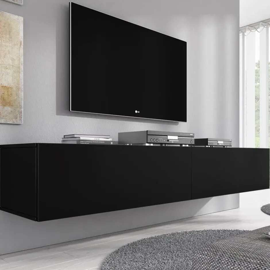 Meubella - TV-Meubel Flame XL - Mat Zwart - 180 cm