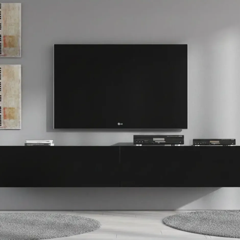 Meubella - TV-Meubel Flame XL - Mat Zwart - 180 cm