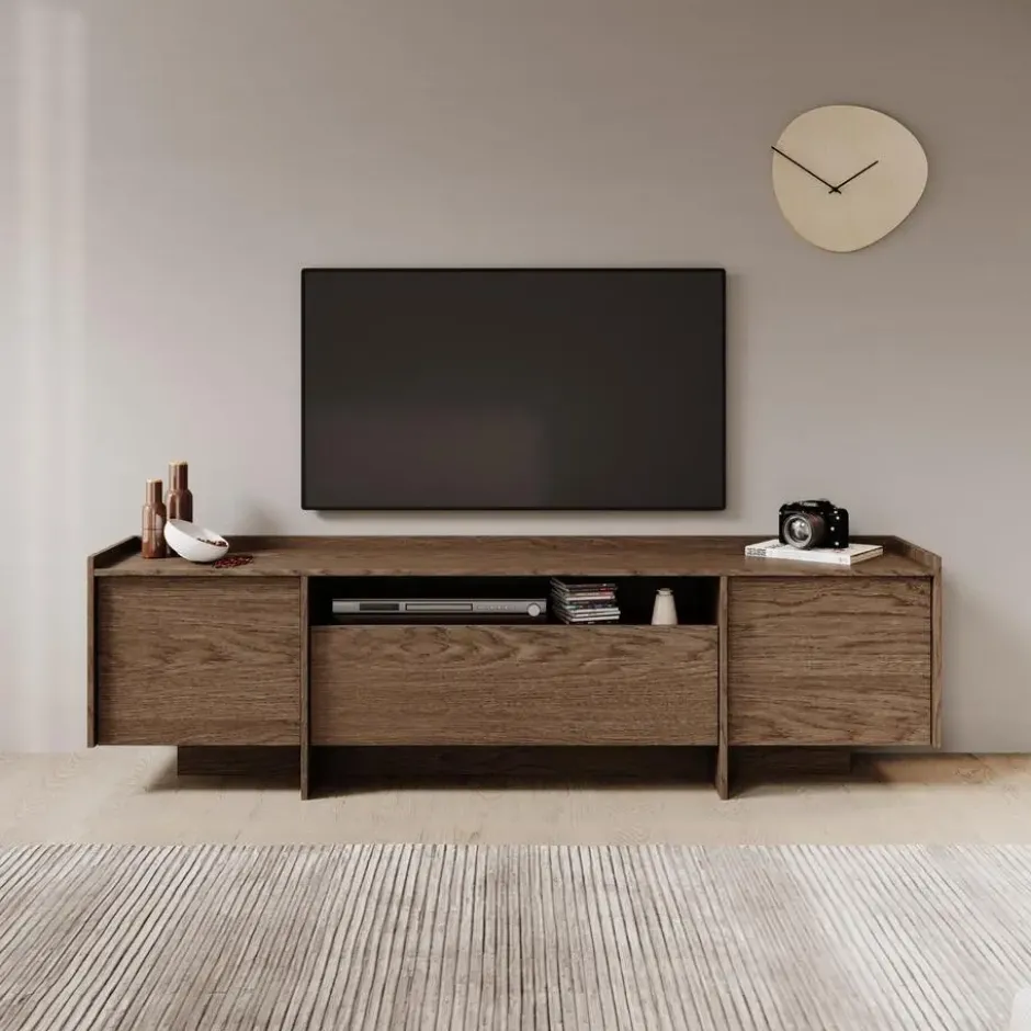 Meubella - TV-Meubel Jaxon - Donker eiken - 197 cm