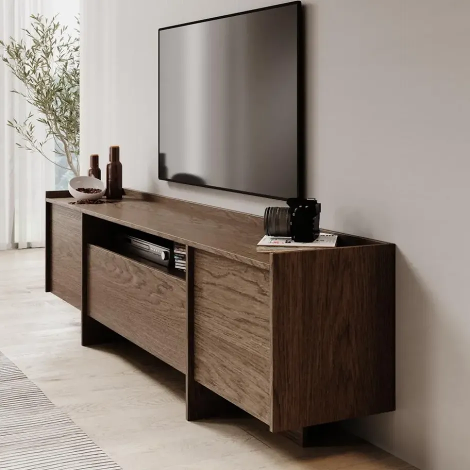 Meubella - TV-Meubel Jaxon - Donker eiken - 197 cm