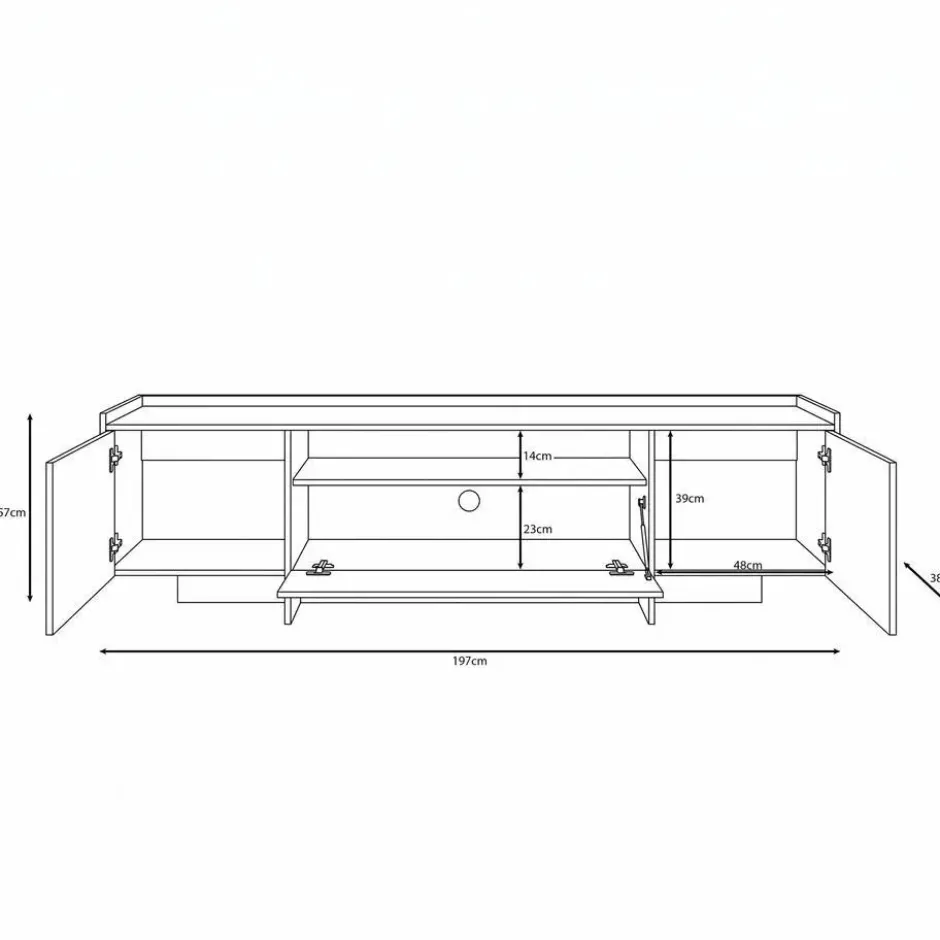 Meubella - TV-Meubel Jaxon - Eiken - 197 cm