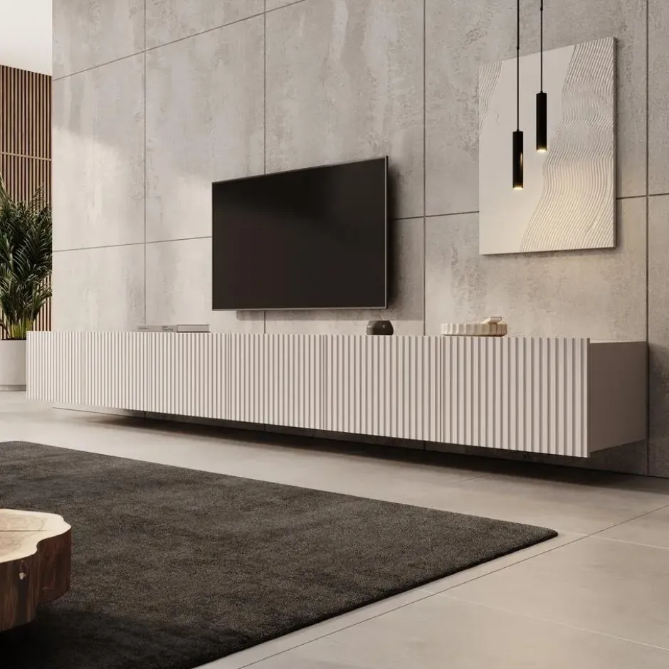 Meubella - TV-Meubel Kenderes - Beige - 300 cm