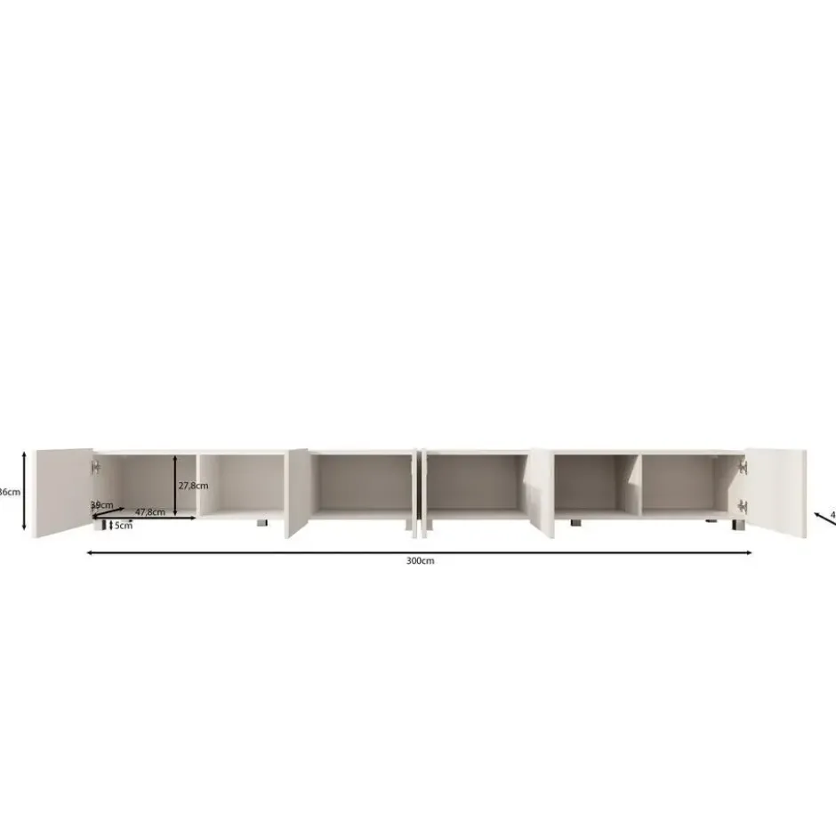 Meubella - TV-Meubel Kenderes - Beige - 300 cm