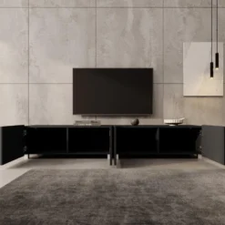 Meubella - TV-Meubel Kenderes - Zwart - 200 cm
