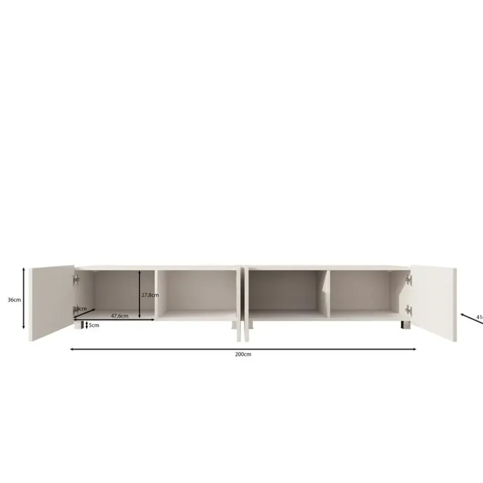 Meubella - TV-Meubel Kenderes - Zwart - 200 cm