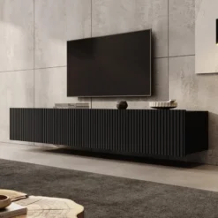 Meubella - TV-Meubel Kenderes - Zwart - 200 cm