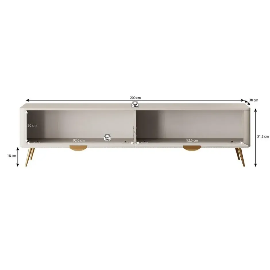 Meubella - TV-Meubel Lima - Beige - 200 cm
