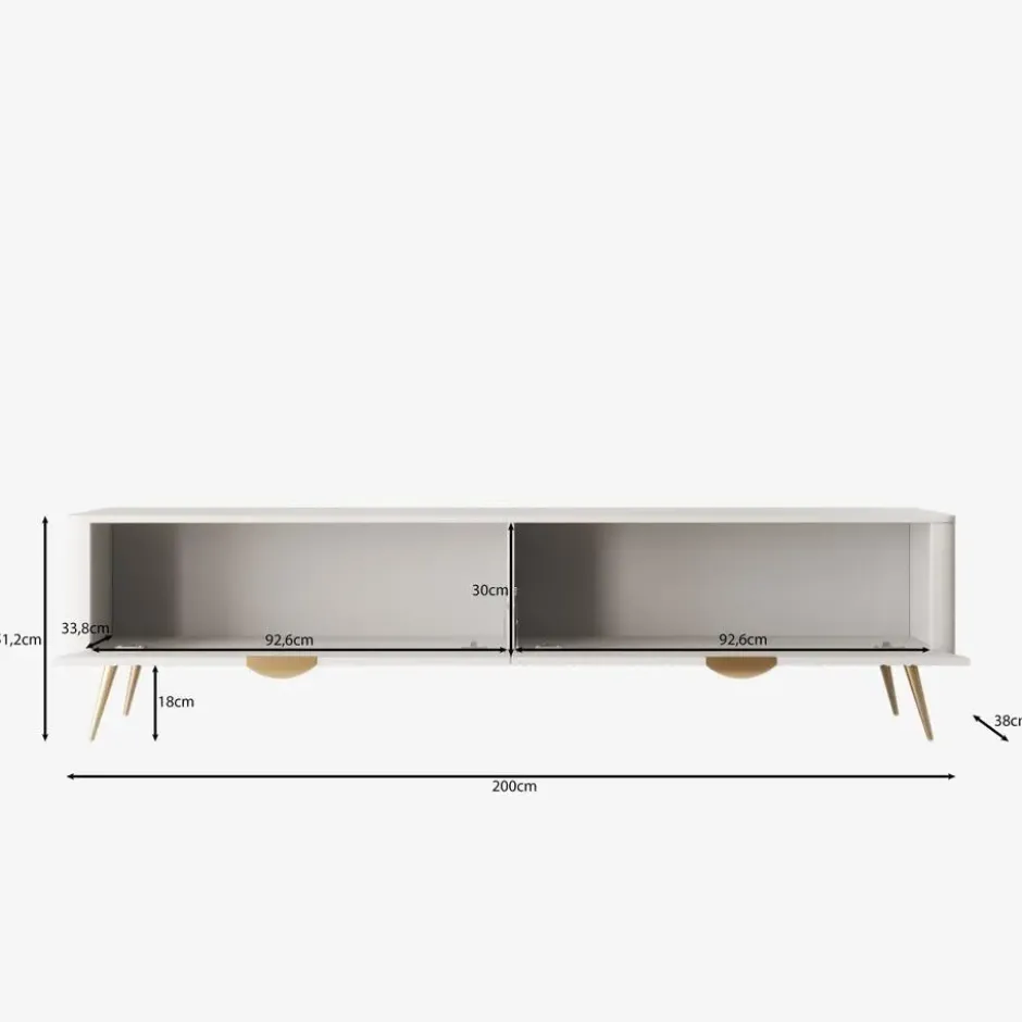 Meubella - TV-Meubel Lima - Wit - 200 cm