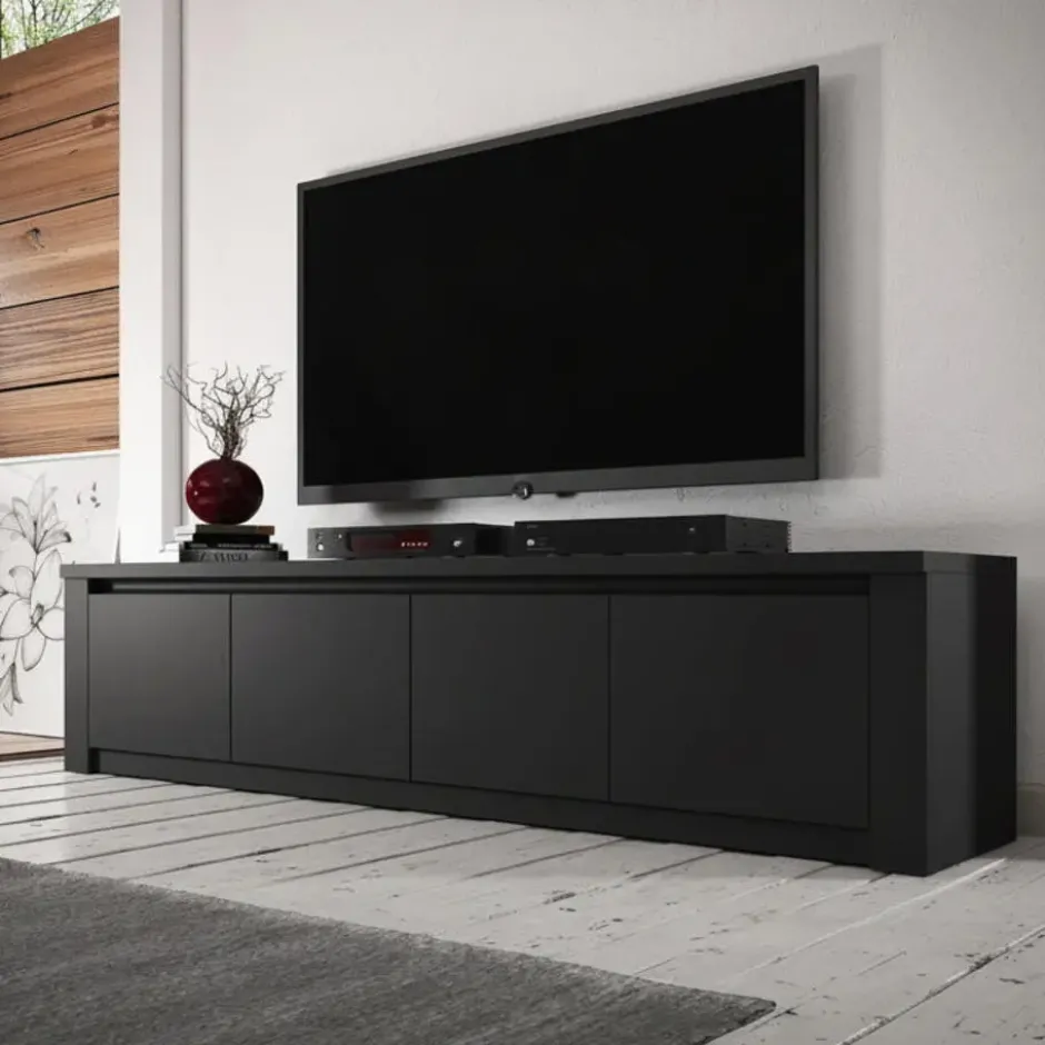 Meubella - TV-Meubel Monaco - Mat Zwart - 4 deuren - 170 cm
