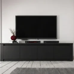 Meubella - TV-Meubel Monaco - Mat Zwart - 4 deuren - 170 cm
