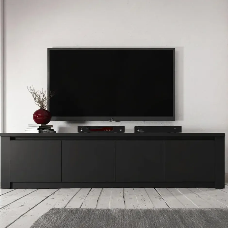 Meubella - TV-Meubel Monaco - Mat Zwart - 4 deuren - 170 cm