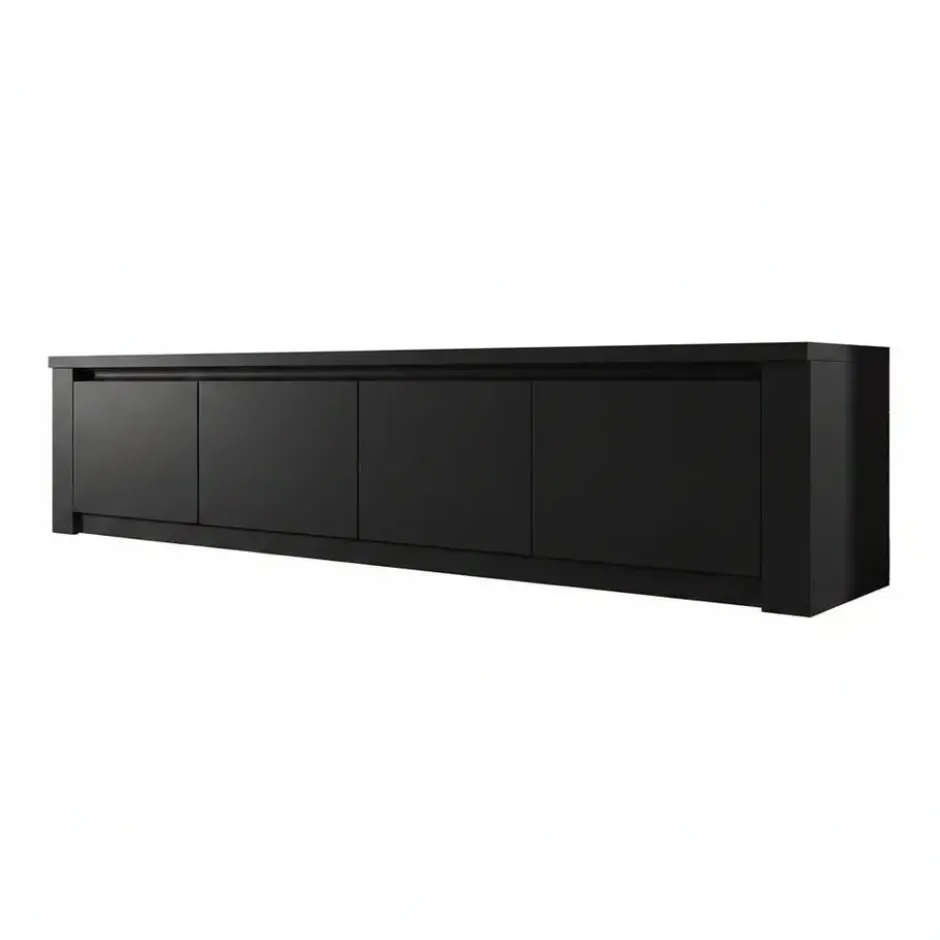Meubella - TV-Meubel Monaco - Mat Zwart - 4 deuren - 170 cm