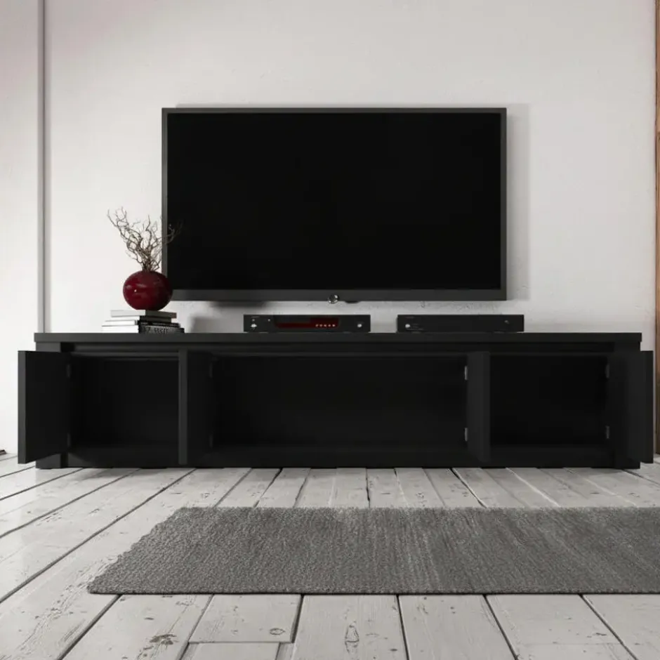 Meubella - TV-Meubel Monaco - Mat Zwart - 4 deuren - 170 cm