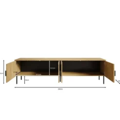 Meubella - TV-Meubel Monor - Zwart eiken - 200 cm