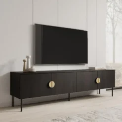 Meubella - TV-Meubel Monor - Zwart eiken - 200 cm