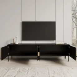 Meubella - TV-Meubel Monor - Zwart eiken - 200 cm