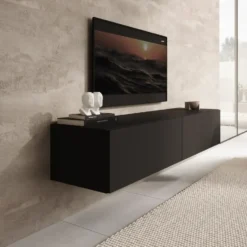 Meubella - TV-Meubel Palm - Mat zwart - 160 cm
