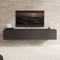 Meubella - TV-Meubel Palm - Mat zwart - 160 cm
