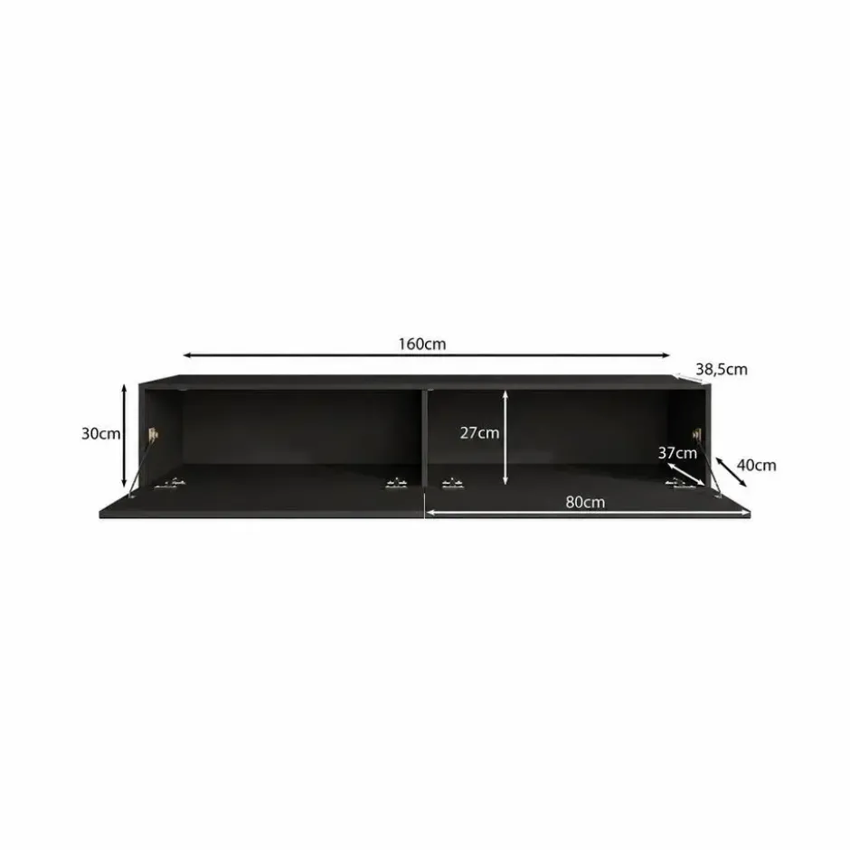 Meubella - TV-Meubel Palm - Mat zwart - 160 cm