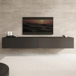 Meubella - TV-Meubel Palm - Mat zwart - 200 cm