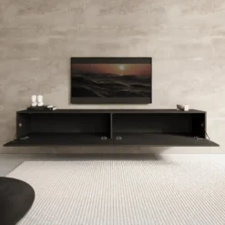 Meubella - TV-Meubel Palm - Mat zwart - 200 cm