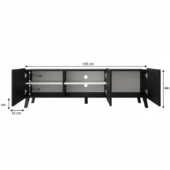 Meubella - TV-Meubel Pepinos 2 - Mat zwart - 150 cm