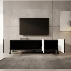 Meubella - TV-Meubel Pepinos 2 - Mat zwart - 150 cm