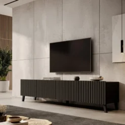 Meubella - TV-Meubel Pepinos 2 - Mat zwart - 200 cm
