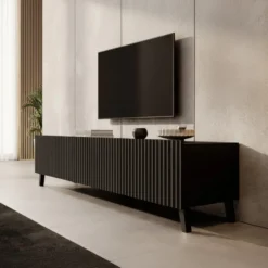 Meubella - TV-Meubel Pepinos 2 - Mat zwart - 200 cm