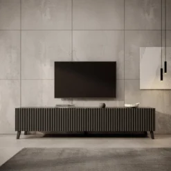 Meubella - TV-Meubel Pepinos 2 - Mat zwart - 200 cm