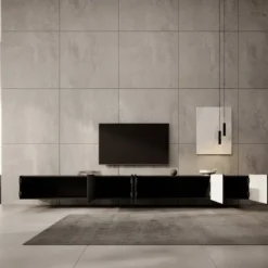 Meubella - TV-Meubel Pepinos - Mat zwart - 300 cm