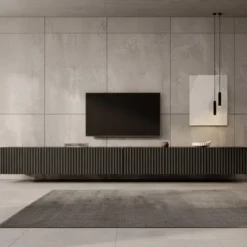 Meubella - TV-Meubel Pepinos - Mat zwart - 300 cm