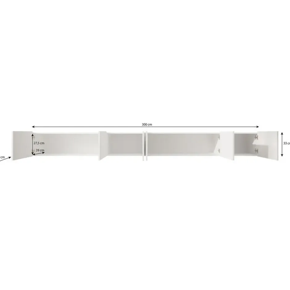 Meubella - TV-Meubel Pepinos - Mat zwart - 300 cm